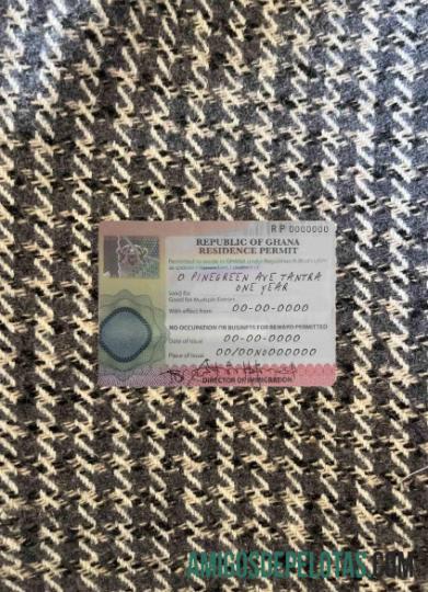 Photolook de autorização de residência em Gana exemplo real